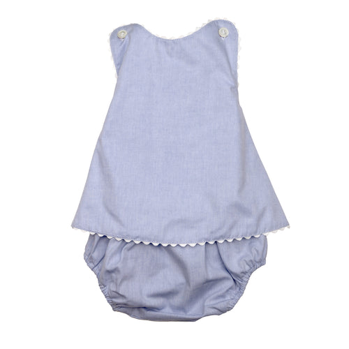 August Two-Piece Bloomer Set, Chambray
