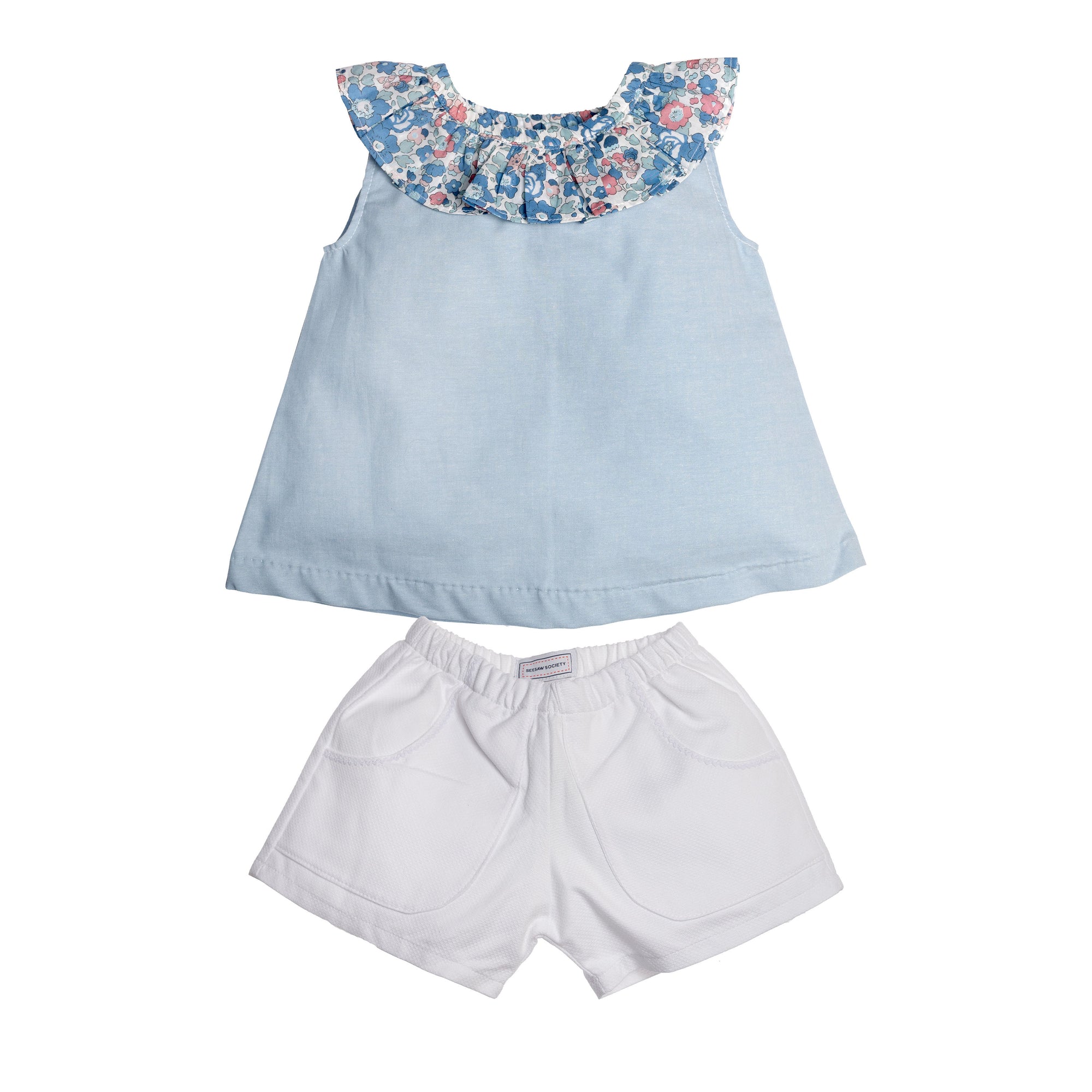 Maggie Blouse, Chambray Bloom