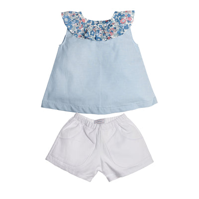 Maggie Blouse, Chambray Bloom